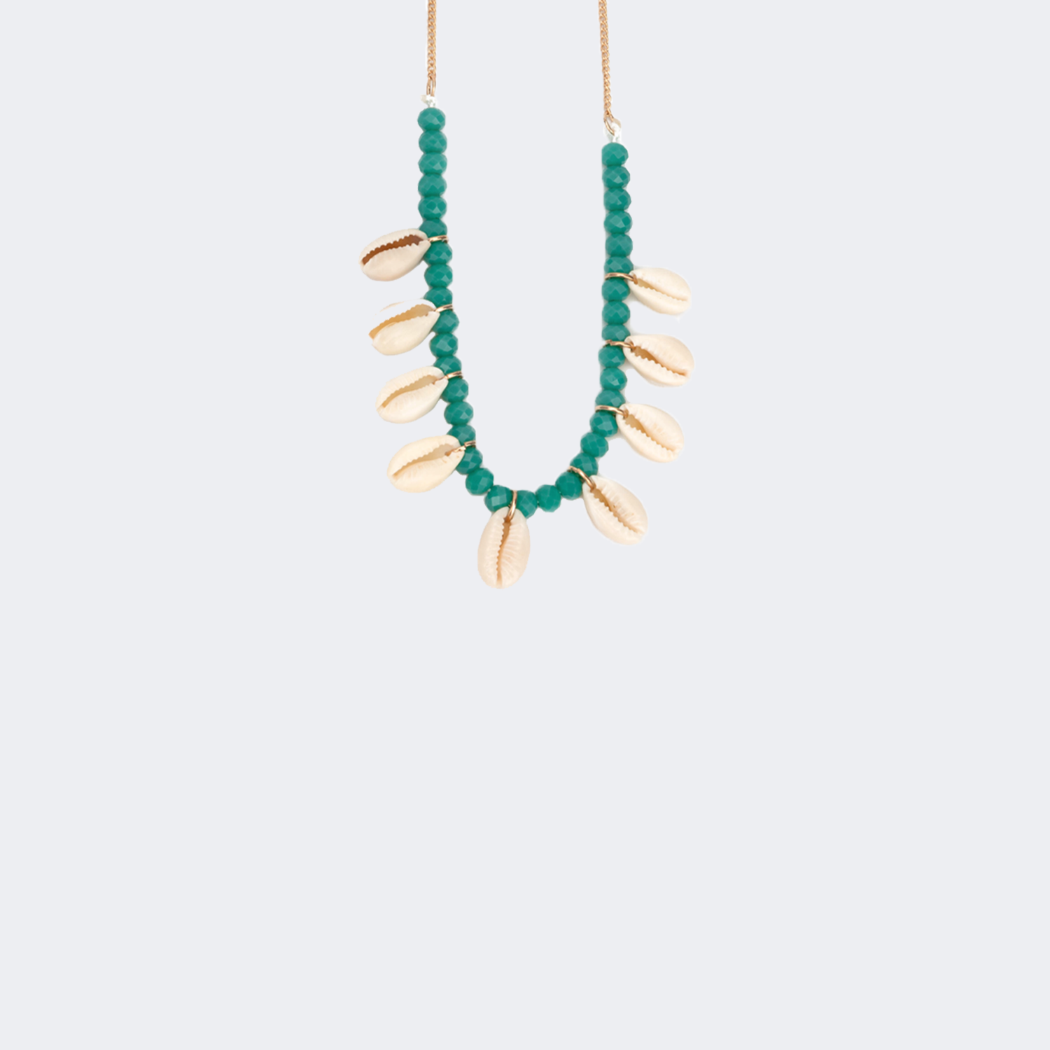 Boho Turquoise Cowry Necklace | Vooglam.com Angle View