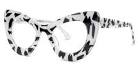 Cat Eye White/Black Eyeglasses | Vooglam.com Front View