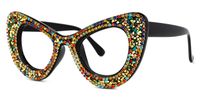 April - Cat Eye Multicolor Giltter Eyeglasses | Vooglam Front View