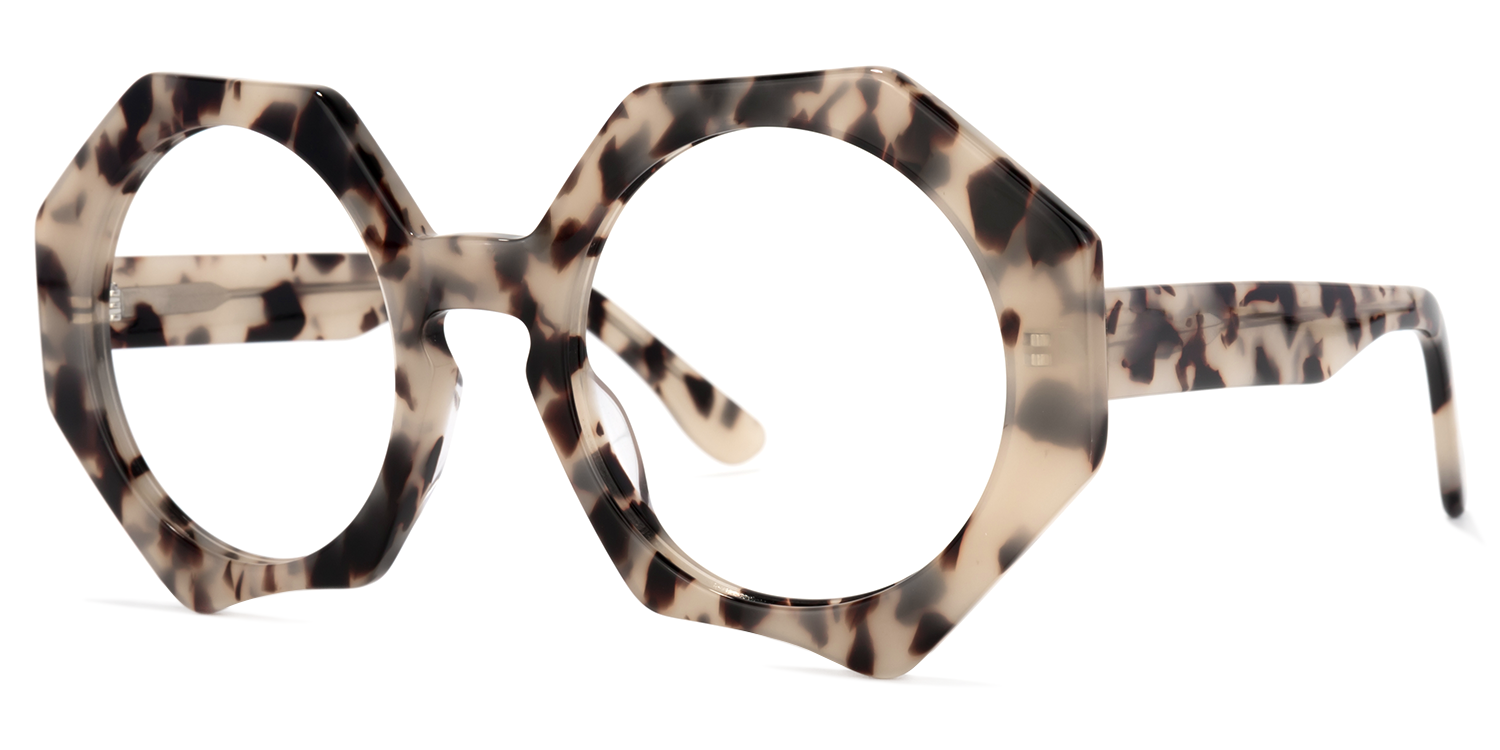 Ainslie - Hexagonal Geometric Tortoise Artistic Eyeglasses | Vooglam Front View