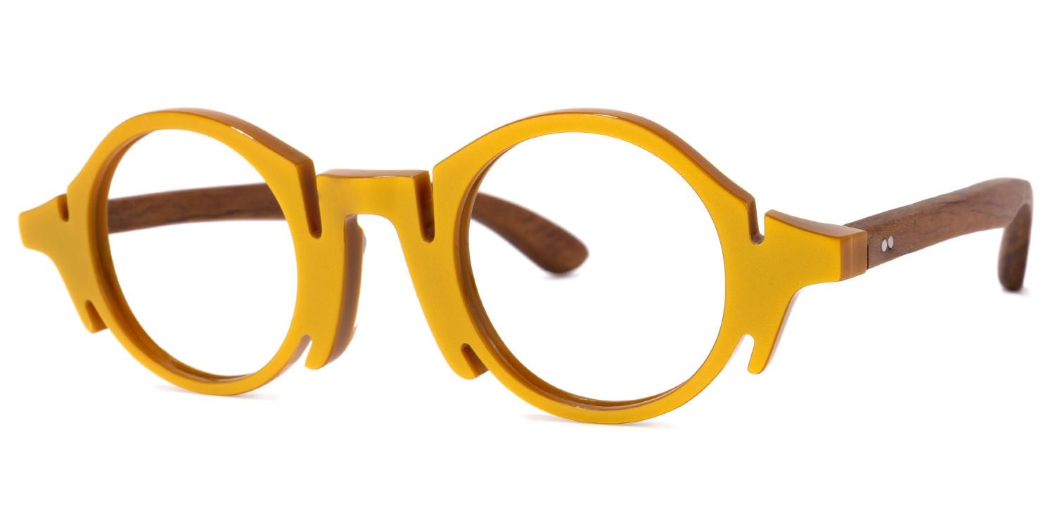 Shelley - Round Yellow Eyeglasses | Vooglam Front View