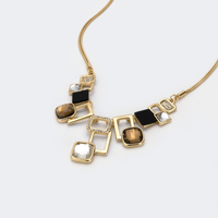 Fashionable Square Rhinestone Necklace | Vooglam.com Angle View