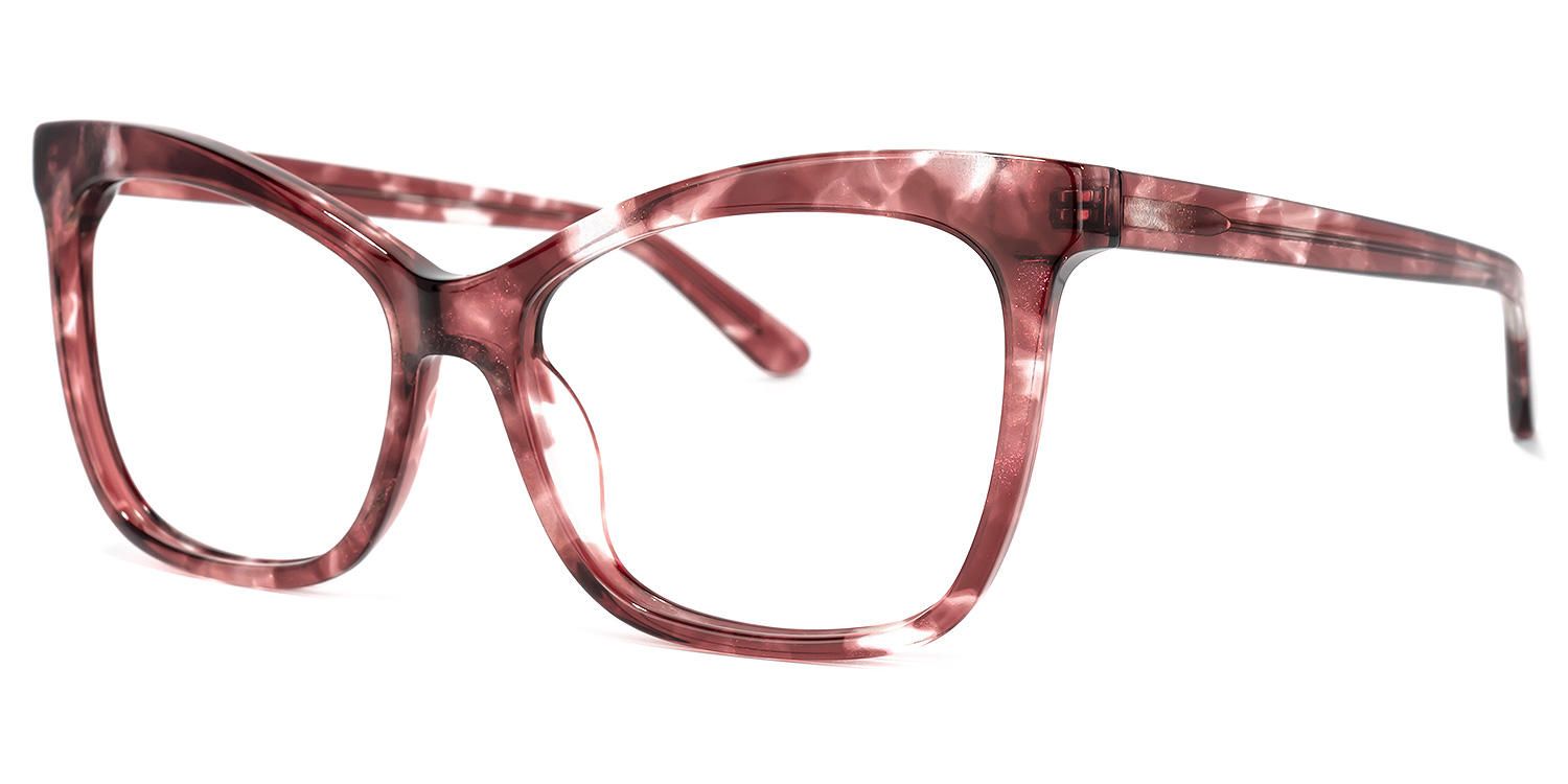 Cat Eye Light/Maroon Eyeglasses | Vooglam.com Front View