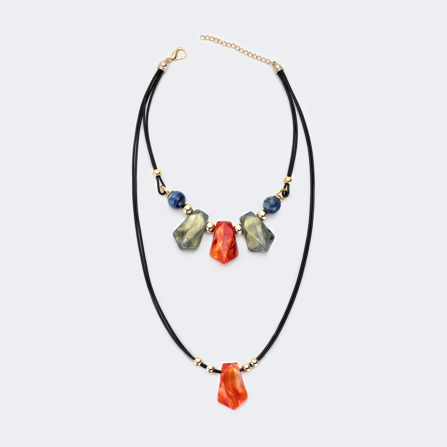 Trendy Geometric Layered Necklace | Vooglam.com Front View