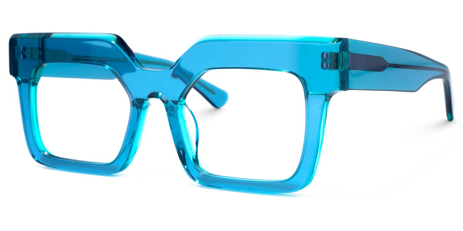 Rectangle Blue Eyeglasses by Vooglam.com - Front View