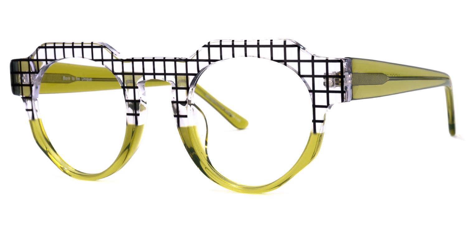 Annaisha - Round Olive Eyeglasses | Vooglam Front View