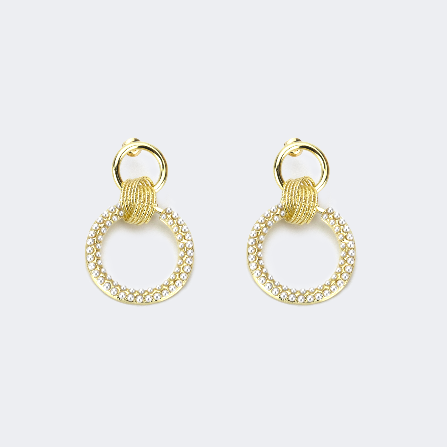 High Polished Pierced Earrings | Vooglam.com Front View