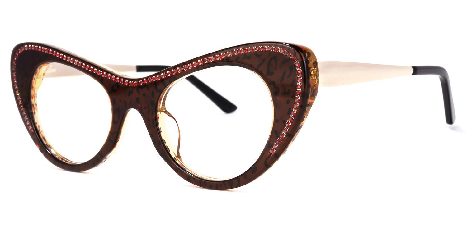 Cat Eye Leopard Eyeglasses | Vooglam Front View