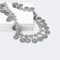 Punk Layered Coin Necklace Set | Vooglam.com Angle View