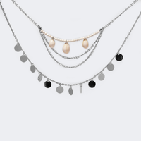 Punk Layered Coin Necklace Set | Vooglam.com Front View