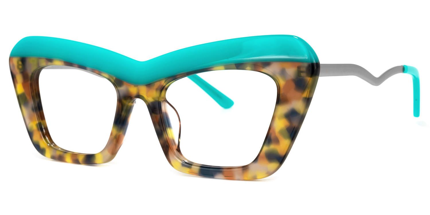 Dusica - Rectangle Turquoise Eyeglasses | Vooglam Front View