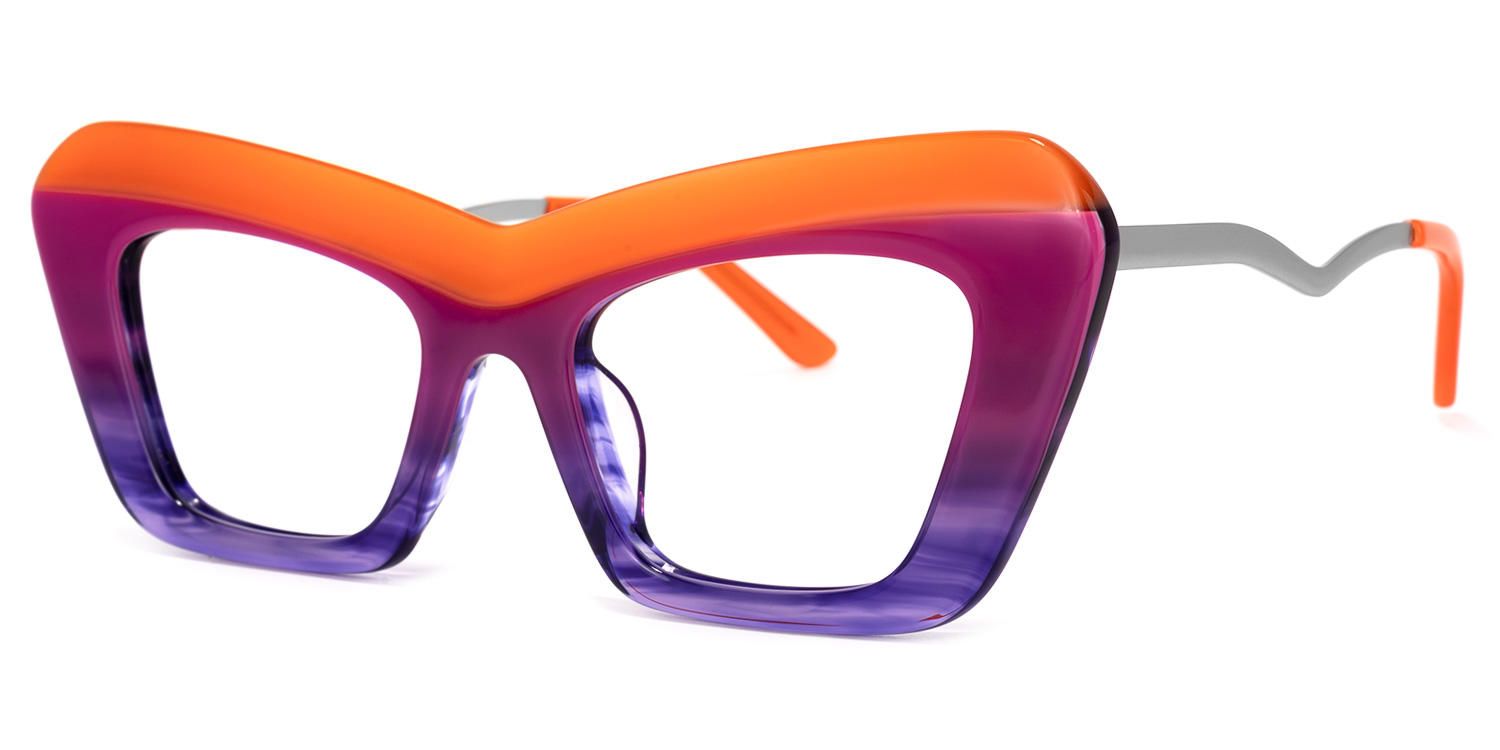 Dusica - Rectangle Orange Eyeglasses | Vooglam Front View