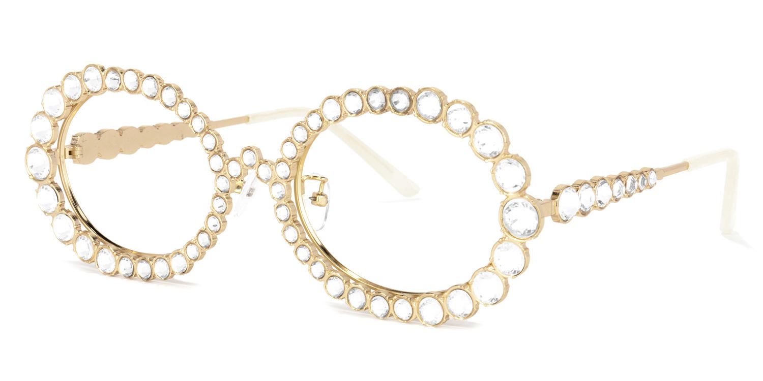 Ingra - Chic Retro-Inspired Glasses with Rhinestones | Vooglam Front View