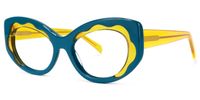 Cat Eye Peacock/Blue Eyeglasses | Vooglam.com Front View