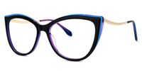 Cat Eye Blue Eyeglasses | Vooglam.com Front View
