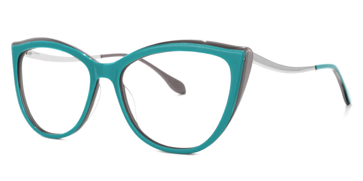 Cat Eye Turquoise Eyeglasses | Vooglam.com Front View