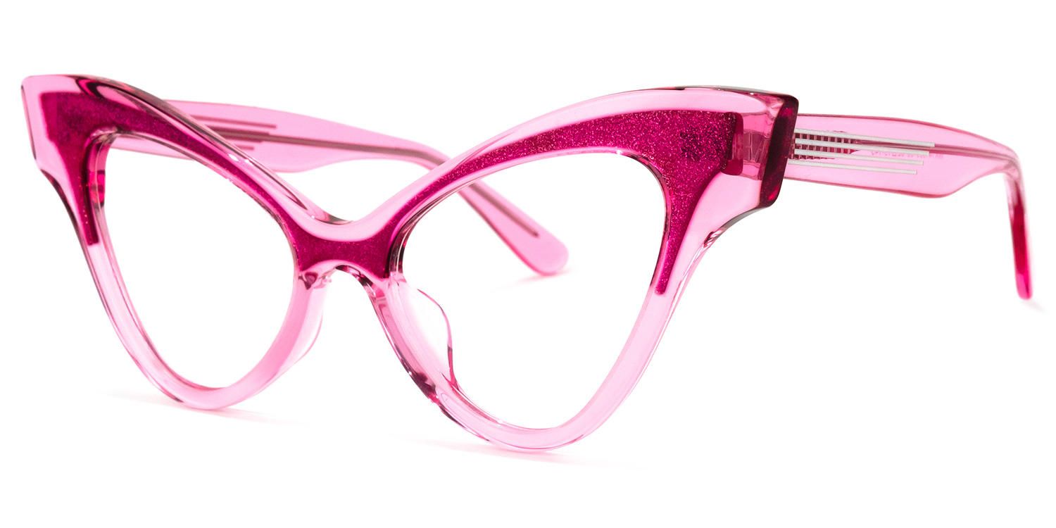 Cat Eye Pink Eyeglasses | Vooglam.com Front View