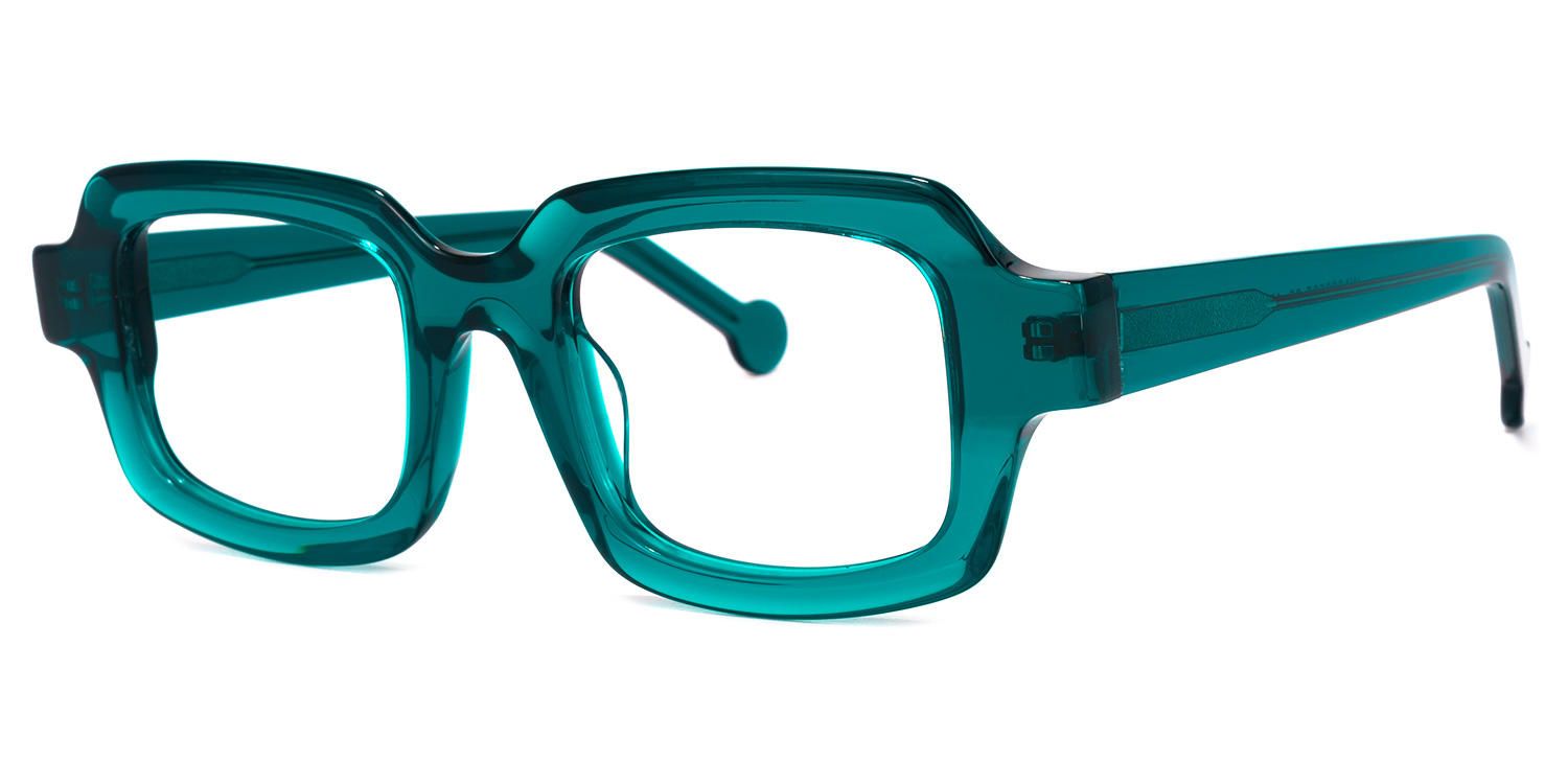 Rectangle Peacock/Blue Eyeglasses | Vooglam.com Front View