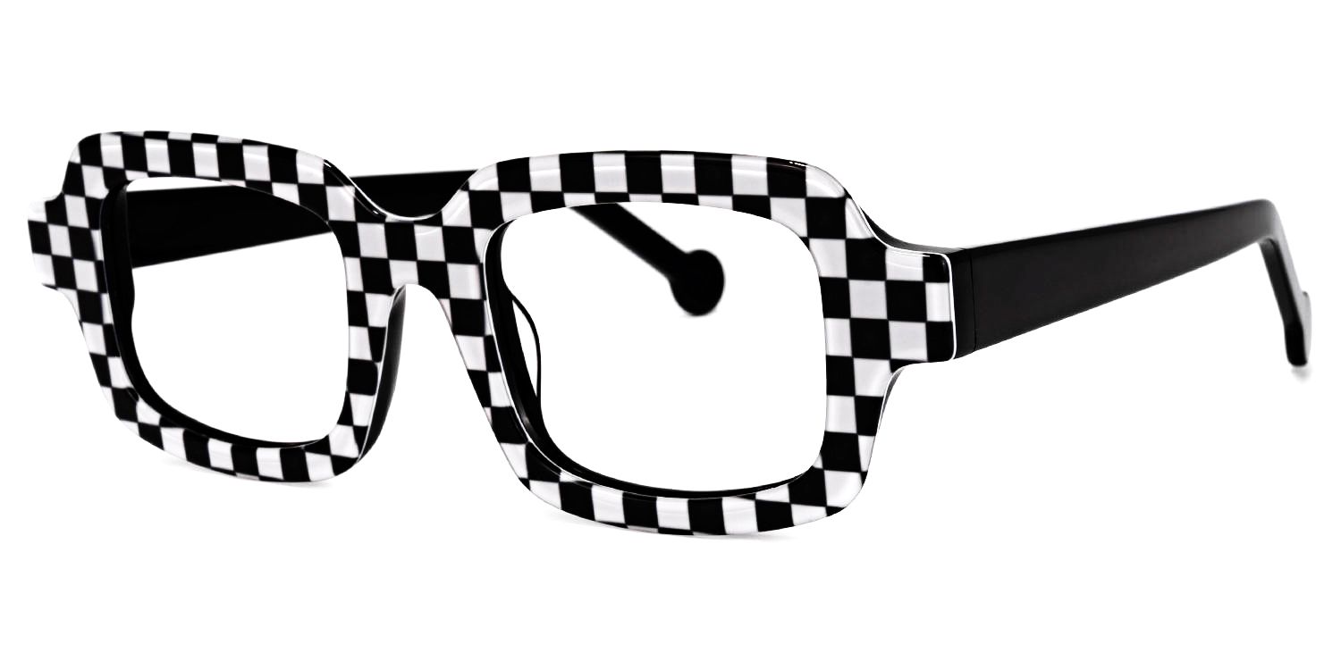 Roxy - Rectangle Black/White Eyeglasses | Vooglam Front View
