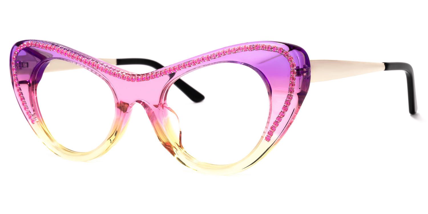 Cat Eye Pink Eyeglasses | Vooglam.com Front View