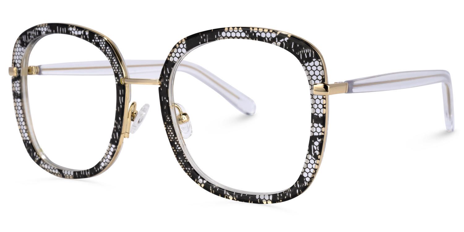 Square Snake/Skin Eyeglasses | Vooglam.com Front View