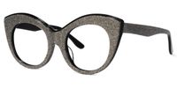 Cat Eye Black/Silver Eyeglasses | Vooglam.com Front View