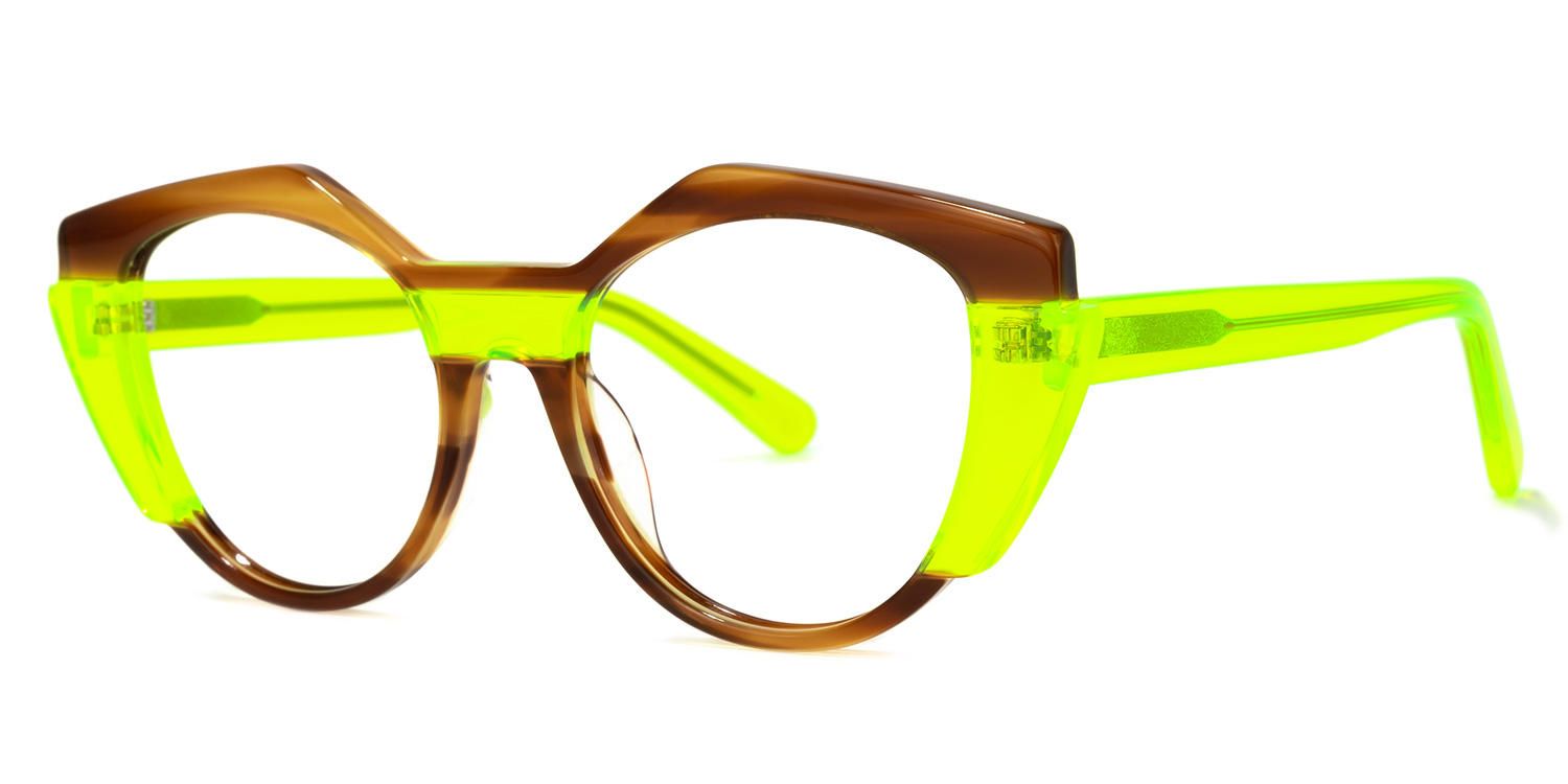 Lenore - Geometric Yellow Eyeglasses | Vooglam Front View