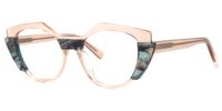 Lenore - Geometric Champagne Eyeglasses | Vooglam Front View