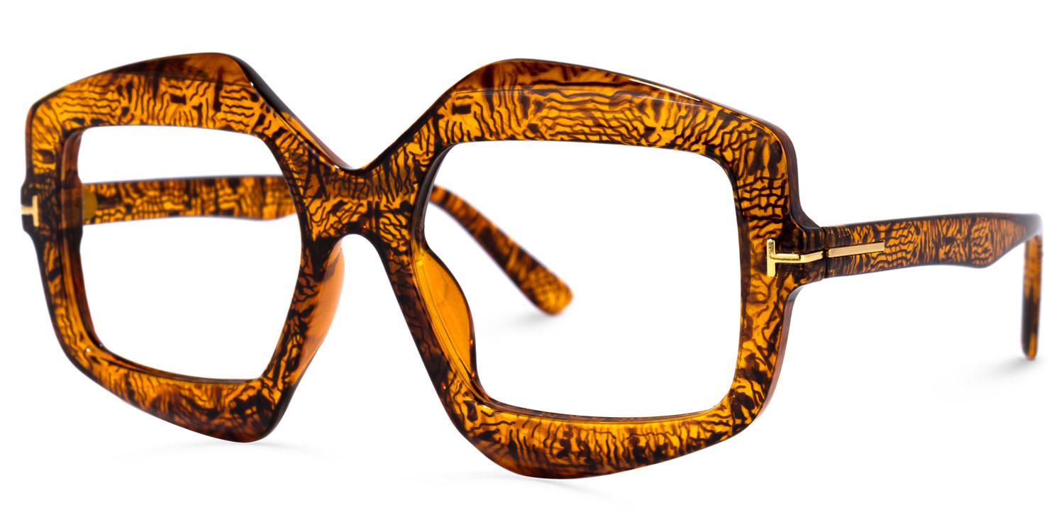 Geometric Amber Eyeglasses | Vooglam.com Front View