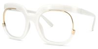 Fredia - Square White Eyeglasses | Vooglam Front View