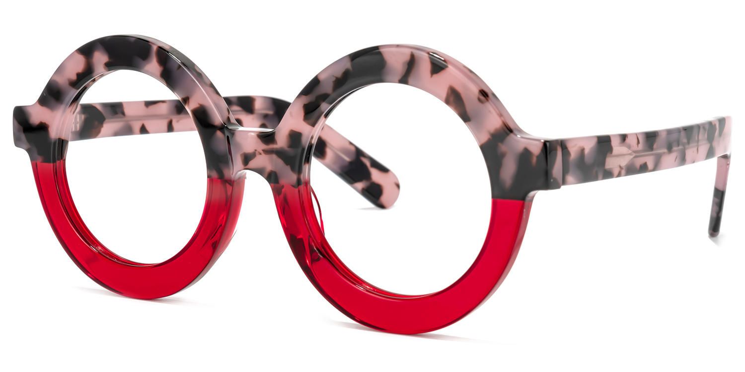 Almon - Round Pink/Tortoise Eyeglasses | Vooglam Front View
