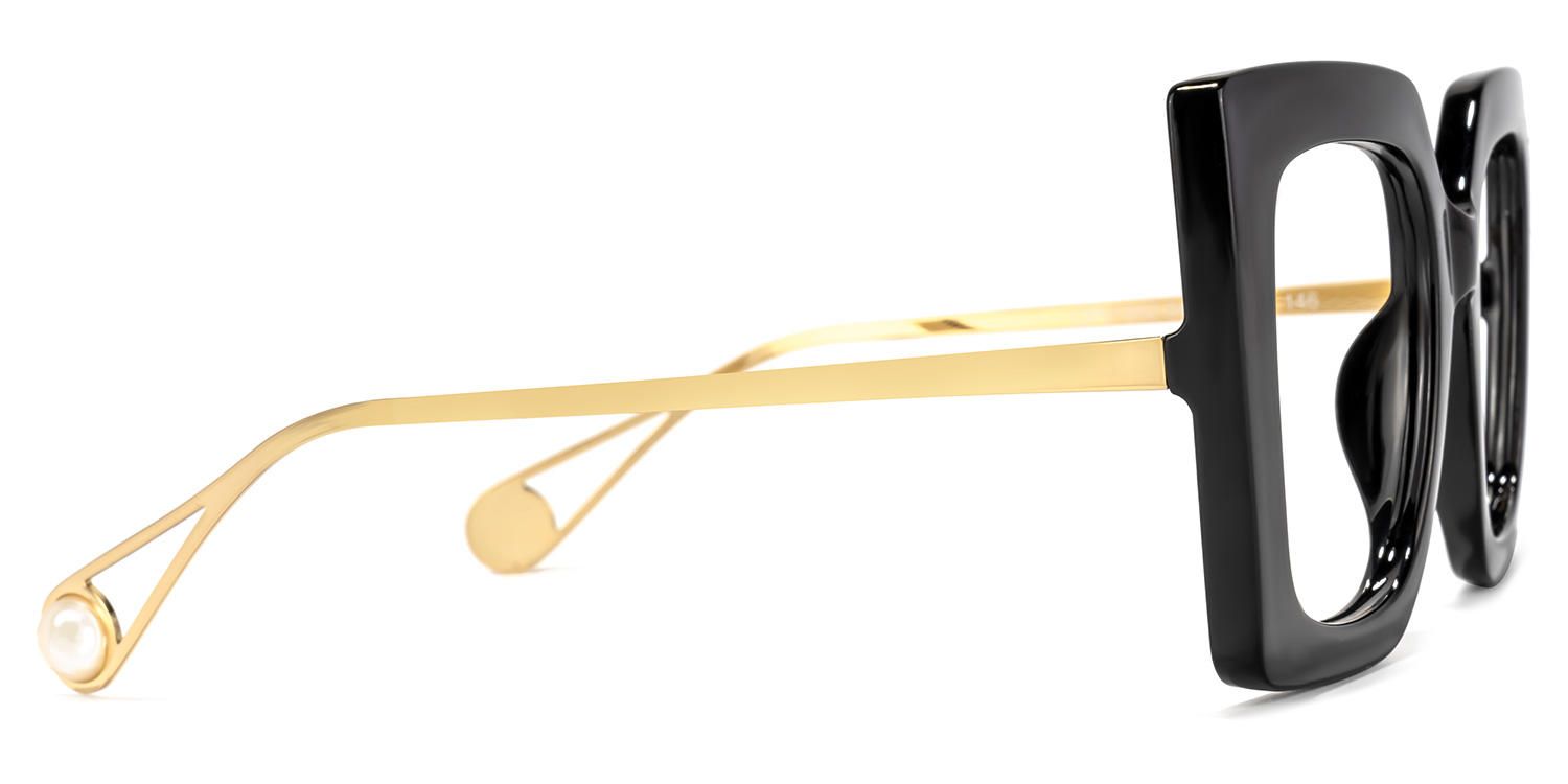 Adrienne - Gorgeous Black Square Glasses Frames by Vooglam - Product View 4