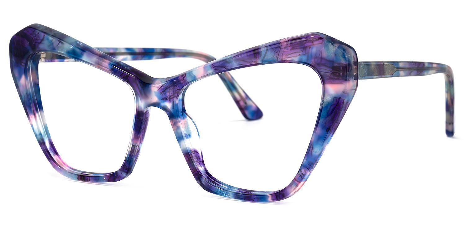 Kellee - Cat Eye Purple/Floral Eyeglasses | Vooglam Front View
