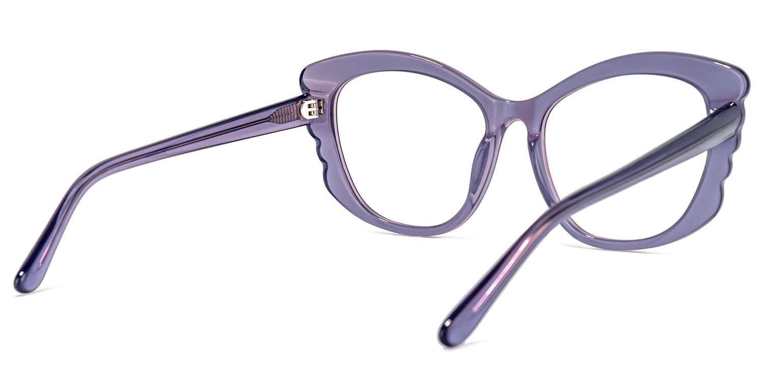 Geometric Purple Eyeglasses | Vooglam.com Side View