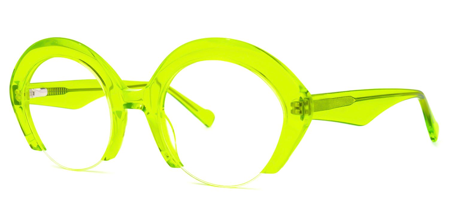 Thompson - Round Green Eyeglasses | Vooglam Front View