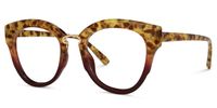 Round Yellow/Leopard Eyeglasses | Vooglam.com Front View