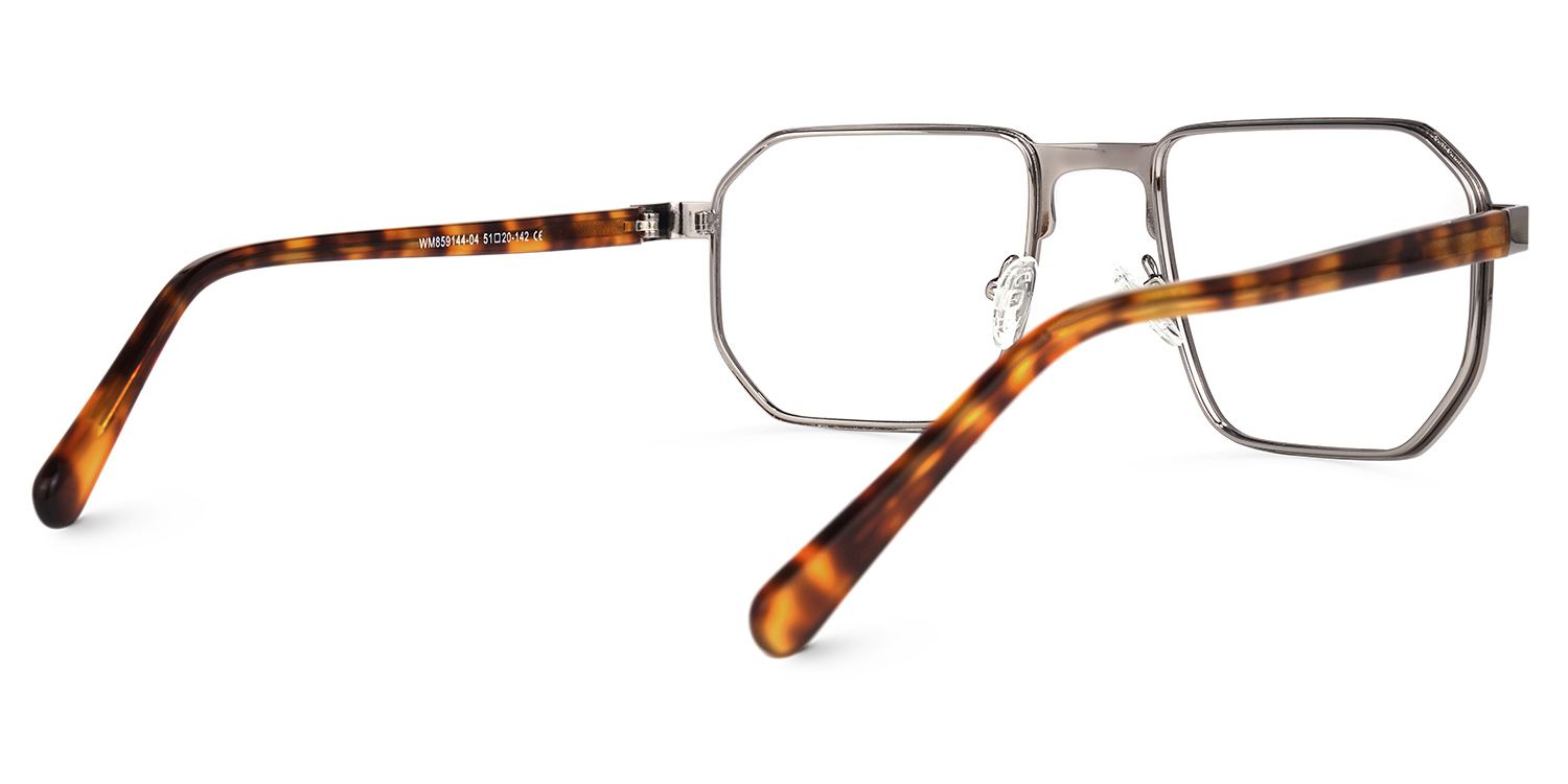 Square Grey Eyeglasses | Vooglam.com Side View