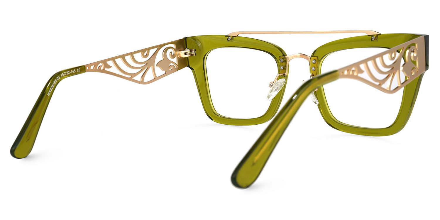 Vaughn - Aviator green Eyeglasses | Vooglam Side View