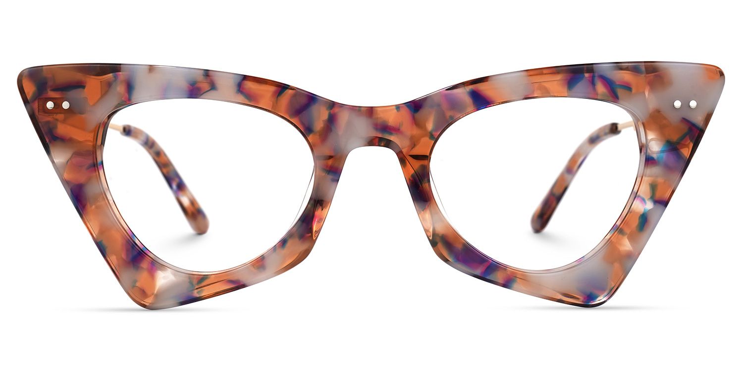 Gretchen - Geometric Purple/Floral Eyeglasses | Vooglam Angle View