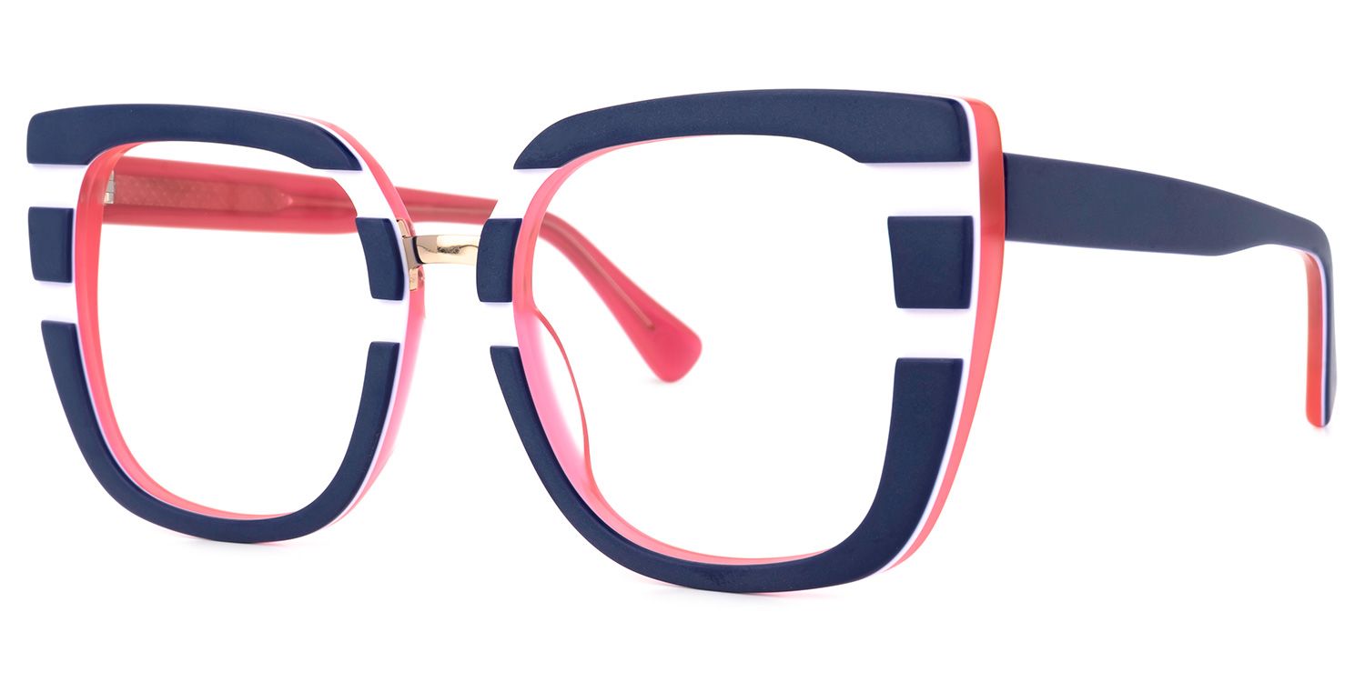 Square Dark/Blue Eyeglasses | Vooglam.com Front View