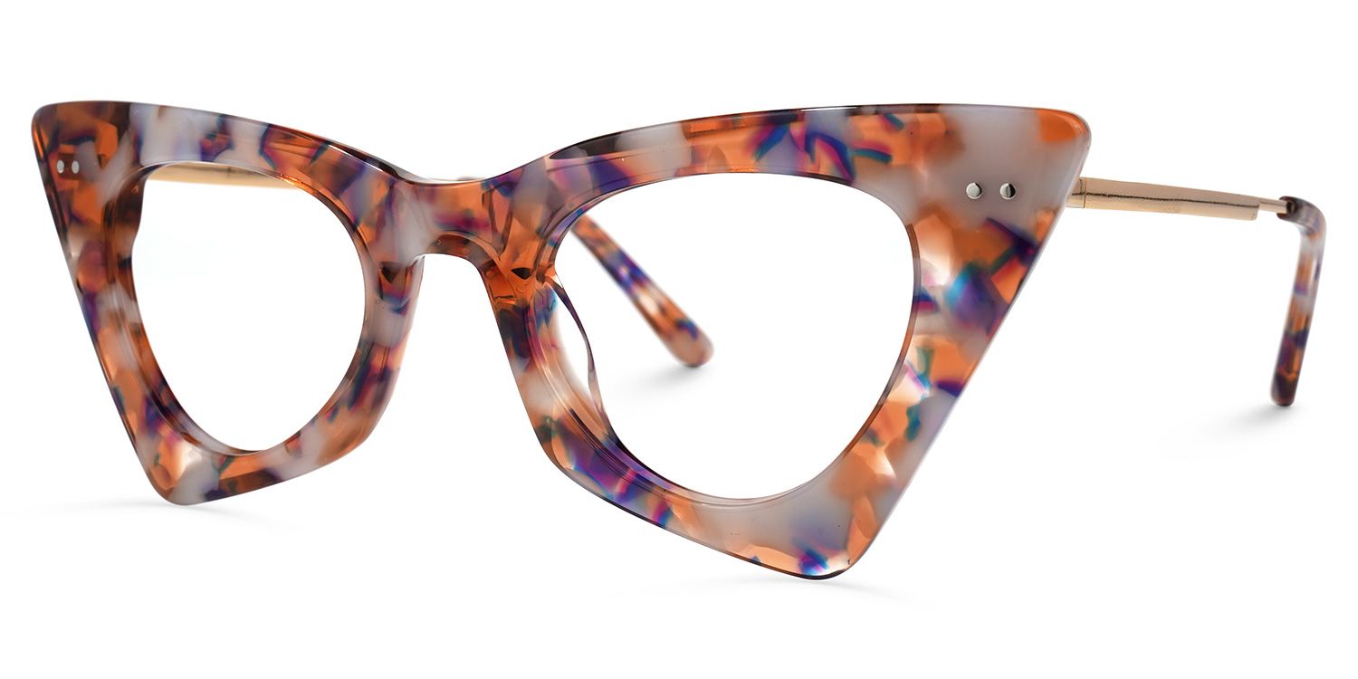 Gretchen - Geometric Purple/Floral Eyeglasses | Vooglam Front View