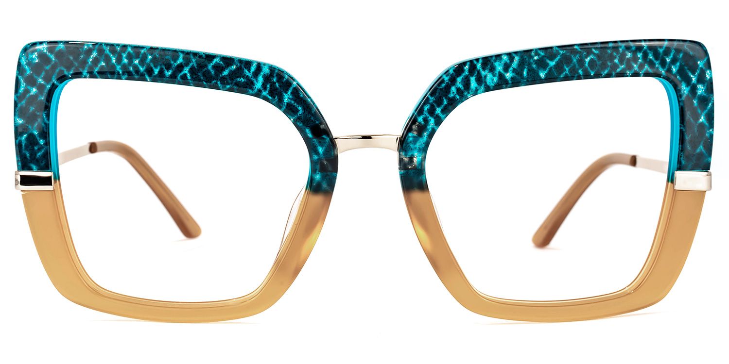Shavan - Square Blue/Black Eyeglasses | Vooglam Angle View