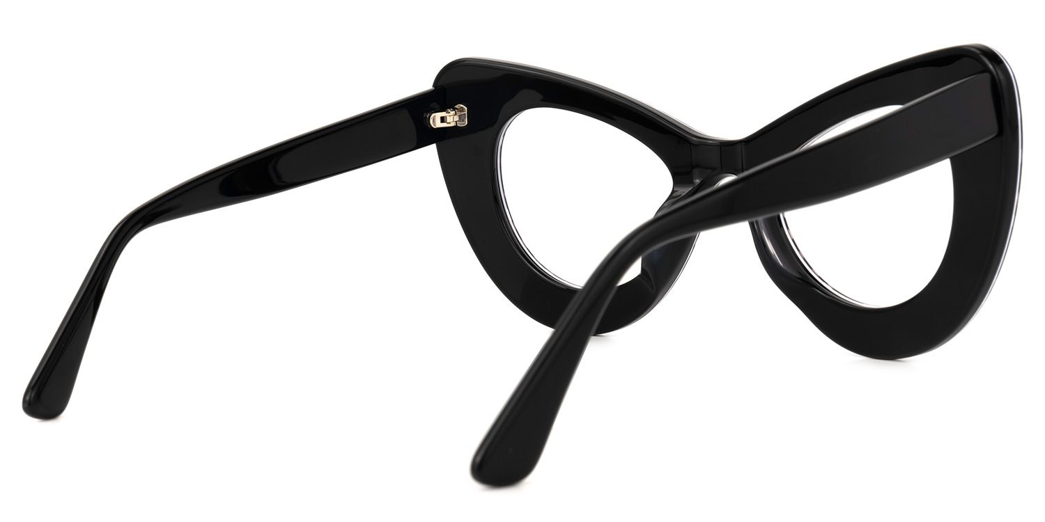 April - Cat Eye Black/White Eyeglasses | Vooglam Side View