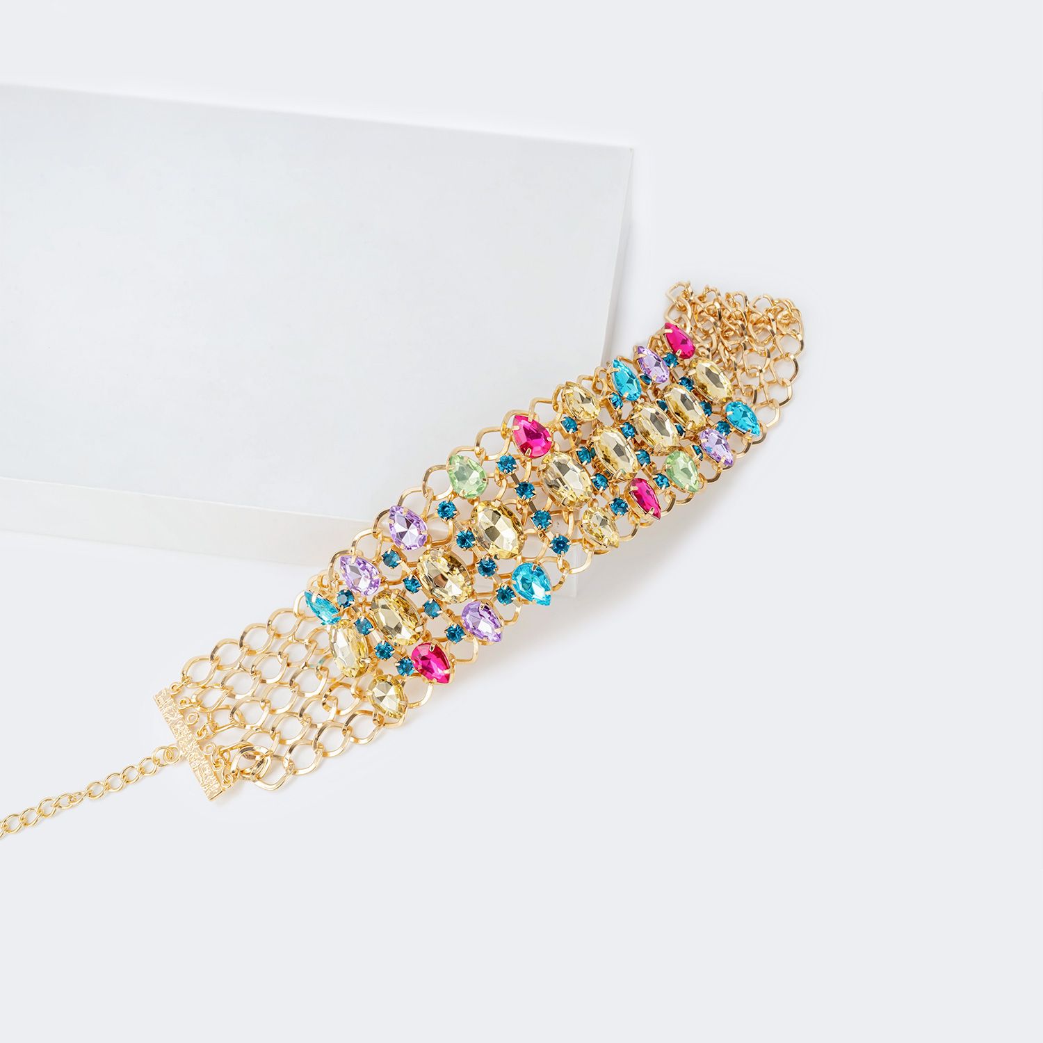 Colorful Love Statement Necklace by Vooglam.com - Angle View