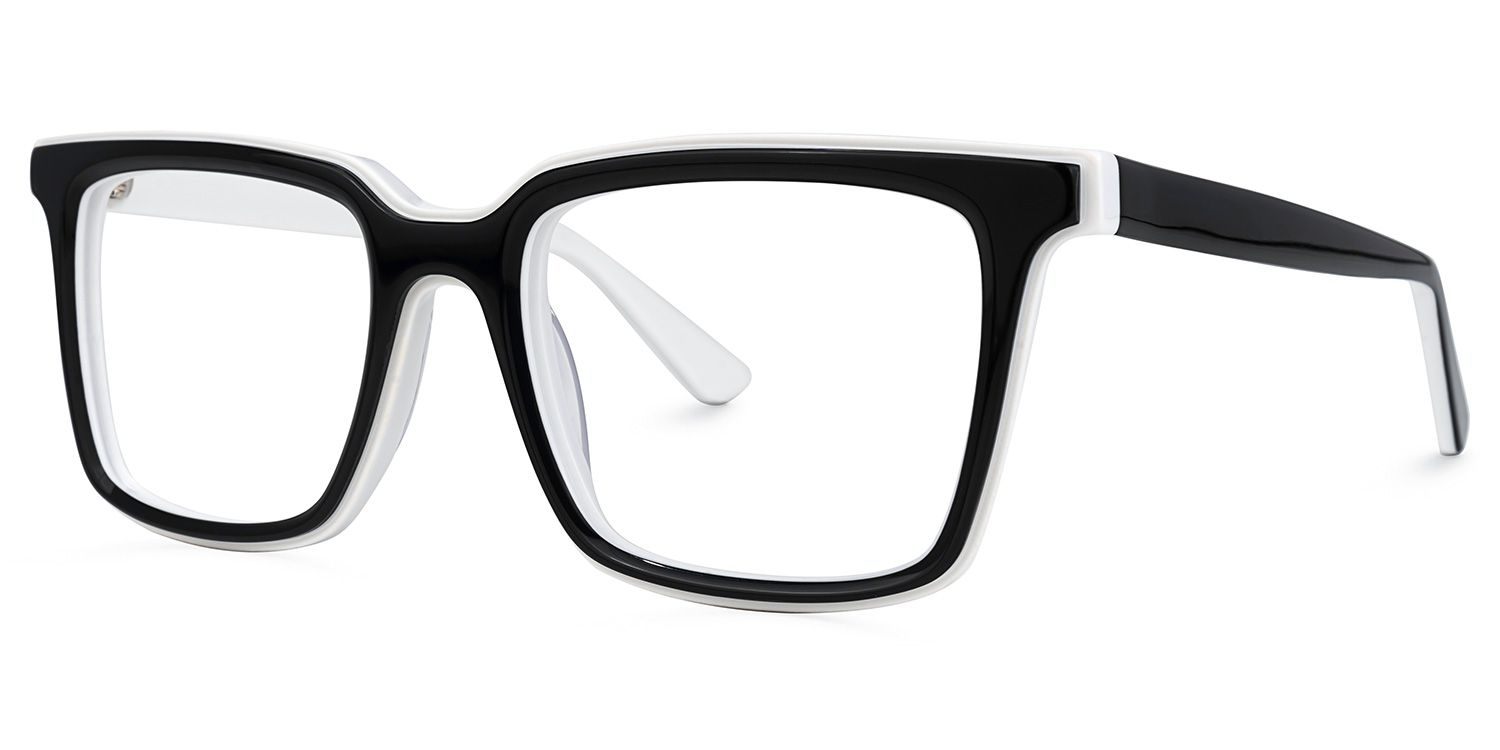 Chelsie - Rectangle Black Eyeglasses | Vooglam Front View