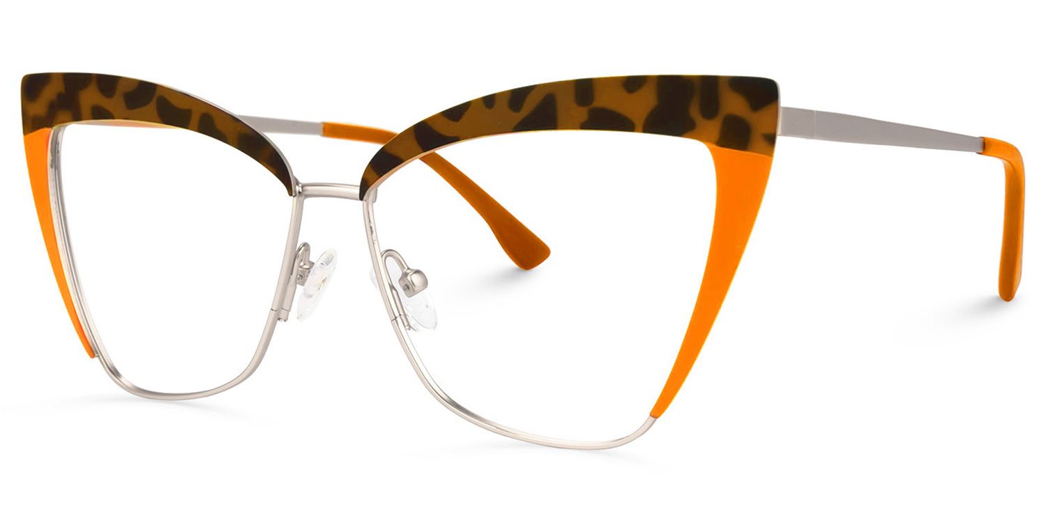 Boone - Cat Eye Orange Eyeglasses | Vooglam Front View