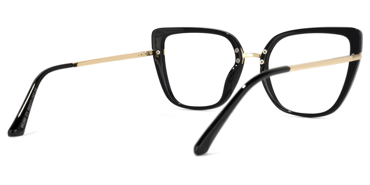 Declan - Bold Black Glasses Gold Accent Temples | Vooglam Side View