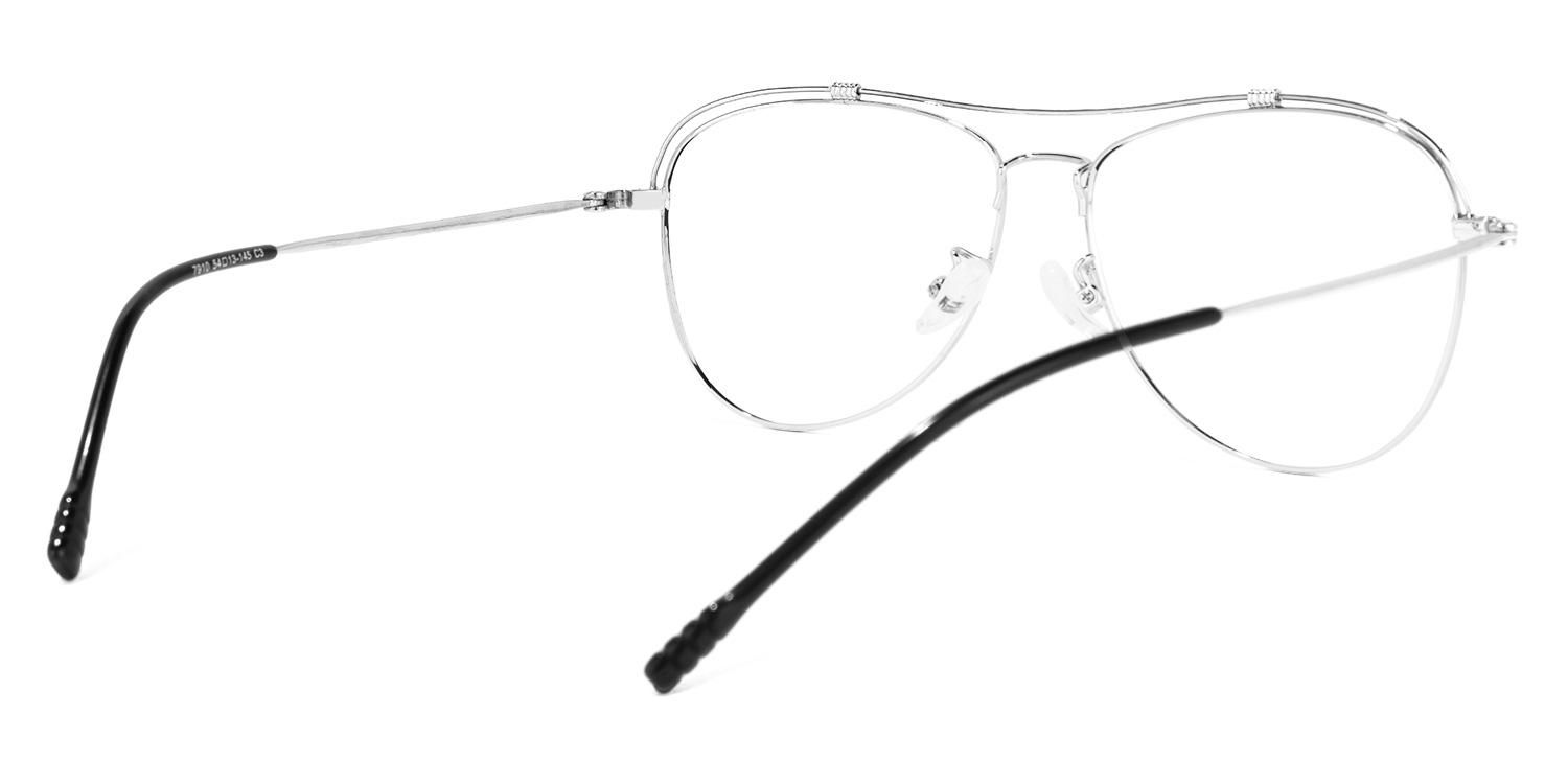 Aviator Black/Silver Eyeglasses | Vooglam.com Side View
