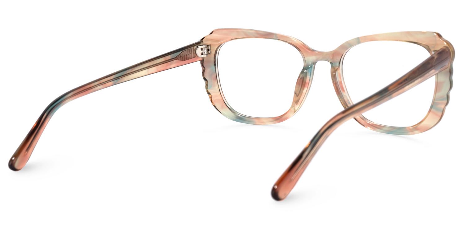 Rectangle Champagne Eyeglasses | Vooglam.com Side View