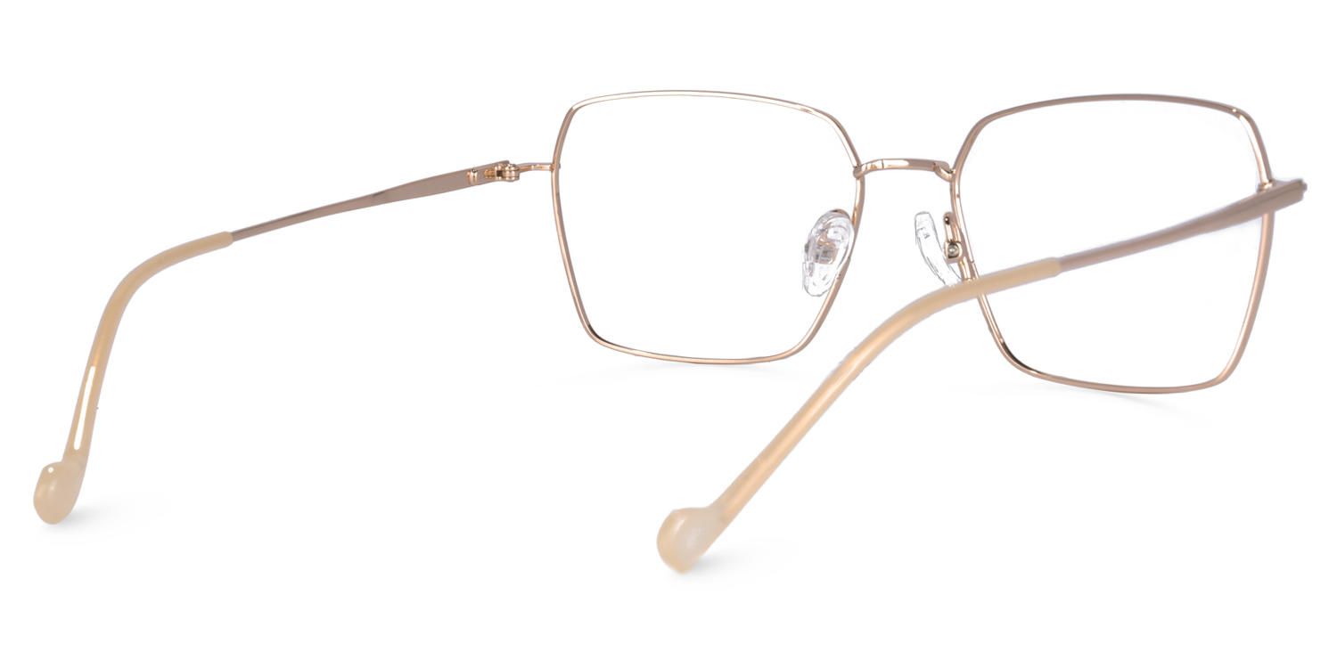 Rectangle Rose/Gold Eyeglasses | Vooglam.com Side View